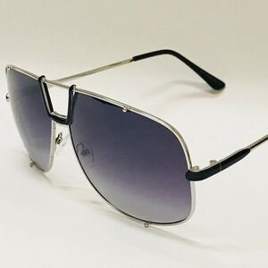 Aviator Sunglasses Silver Frame Black Lens Fashion Sun Glasses Men Classic Gafas